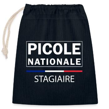 Picole Nationale - Stagiaire - Sac cadeau en coton avec cordon (25 x 30 cm) - bleu marine - Devant