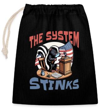 Politics system stinks - Closable cotton gift bag (25x30cm) - black - Front