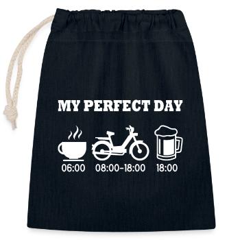 Mein perfektes Tag Moped Humor Geschenk - Verschließbarer Geschenkbeutel aus Baumwolle (25x30cm) - Navy - Vorne