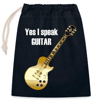 Yes I speak guitar saying 'Yes I speak - Closable cotton gift bag (25x30cm) - navy - Front