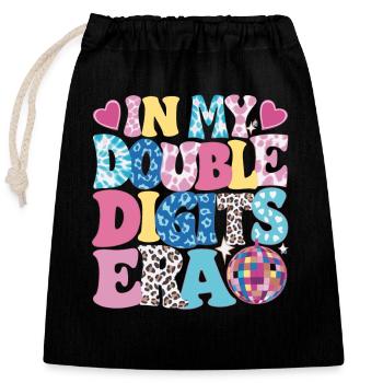 Gift 10 Years Birthday Child - Closable cotton gift bag (25x30cm) - black - Front