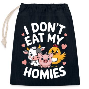 Vegetarian Vegan Veggie Vegetarian - Closable cotton gift bag (25x30cm) - navy - Front