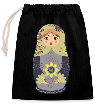 Poupée matriochka russe traditionnelle - Sac cadeau en coton avec cordon (25 x 30 cm) - noir - Devant