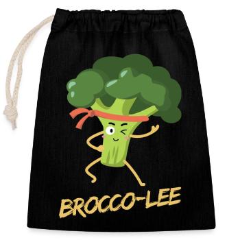 Brocco-Lee - gesunder Kampfsport - Verschließbarer Geschenkbeutel aus Baumwolle (25x30cm) - Schwarz - Vorne