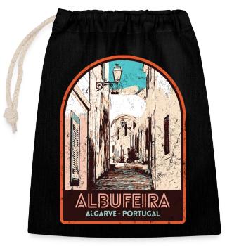 Albufeira Algarve Portugal, pitoresque été soleil - Sac cadeau en coton avec cordon (25 x 30 cm) - noir - Devant