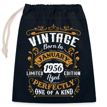 Geburtstagsgeschenk, Jahrgang Januar 1956 - Verschließbarer Geschenkbeutel aus Baumwolle (25x30cm) - Navy - Vorne