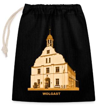 Hôtel de ville de Wolgast Mer Baltique Mecklembourg-Poméranie-Occidentale - Sac cadeau en coton avec cordon (25 x 30 cm) - noir - Devant