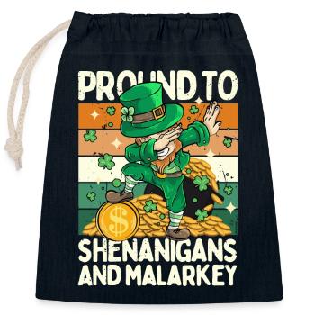 Saint Patrick - Pround to shenanigans and malarkey - Sac cadeau en coton avec cordon (25 x 30 cm) - bleu marine - Devant