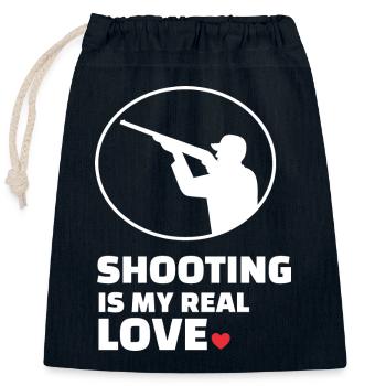 I love shooting - Closable cotton gift bag (25x30cm) - navy - Front