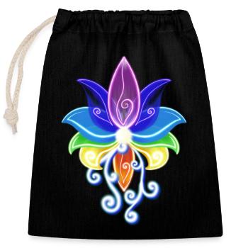 Lotus 🪷 - Verschließbarer Geschenkbeutel aus Baumwolle (25x30cm) - Schwarz - Vorne
