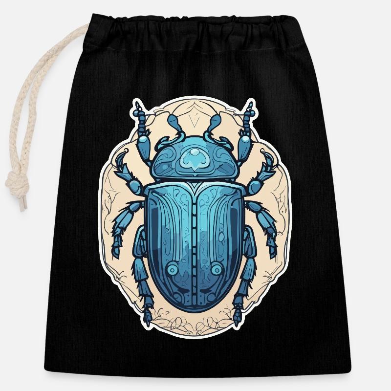 Blue Scarab - Closable cotton gift bag (25x30cm) - black