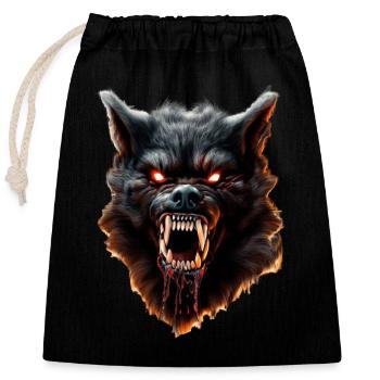 Loup Démon Peur Macabre Effrayant Cauchemar - Sac cadeau en coton avec cordon (25 x 30 cm) - noir - Devant