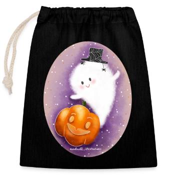 Joyeux Halloweenween - Sac cadeau en coton avec cordon (25 x 30 cm) - noir - Devant