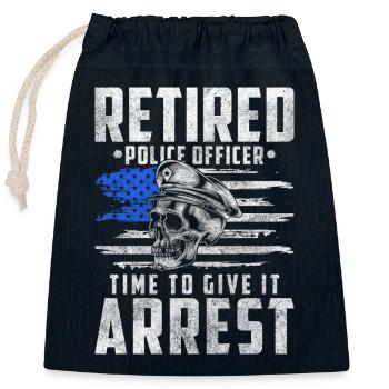 Policewoman Stop Crime Scene Siren - Closable cotton gift bag (25x30cm) - navy - Front