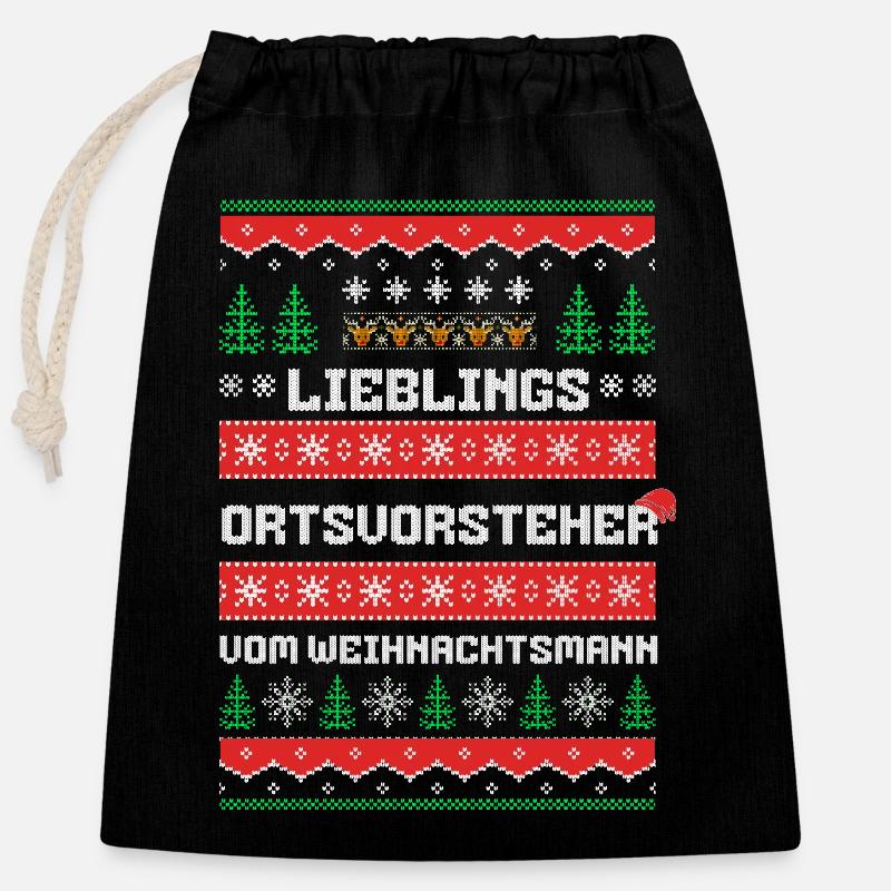 Lieblings Ortsvorsteher des Weihnachtsmanns - Verschließbarer Geschenkbeutel aus Baumwolle (25x30cm) - Schwarz