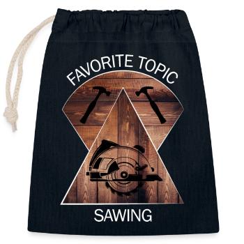 Carpenter, carpenter, carpenter, carpenter, craftsman, wood - Closable cotton gift bag (25x30cm) - navy - Front