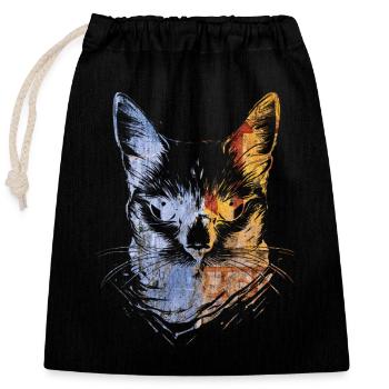 Chats colorés - Sac cadeau en coton avec cordon (25 x 30 cm) - noir - Devant