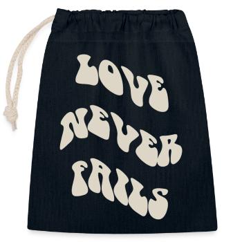Love Phrases Never Fails - Closable cotton gift bag (25x30cm) - navy - Front