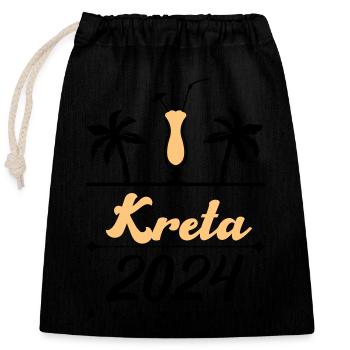 Crète 2024 - Sac cadeau en coton avec cordon (25 x 30 cm) - noir - Devant