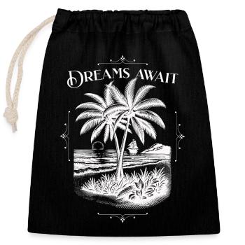 Dreams await Beach Sunset - Closable cotton gift bag (25x30cm) - black - Front