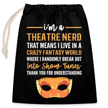 Théâtre - Sac cadeau en coton avec cordon (25 x 30 cm) - noir - Devant