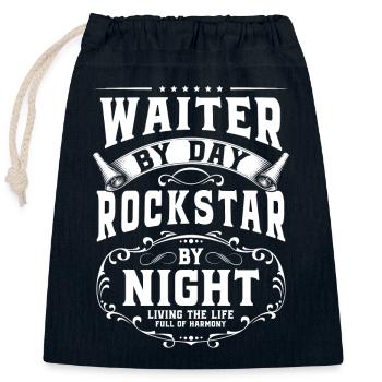 Kellner Restaurant Essen Cocktail - Verschließbarer Geschenkbeutel aus Baumwolle (25x30cm) - Navy - Vorne