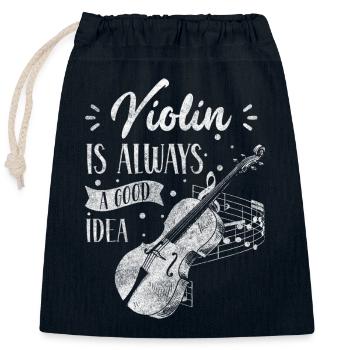 Violin Concert String Instrument Student - Closable cotton gift bag (25x30cm) - navy - Front