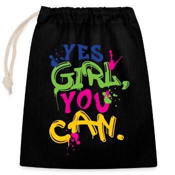 Le pouvoir des filles - Sac cadeau en coton avec cordon (25 x 30 cm) - noir - Devant