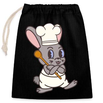Hase Koch Köche Köchin Koch Gastgeber Kaninchen - Verschließbarer Geschenkbeutel aus Baumwolle (25x30cm) - Schwarz - Vorne