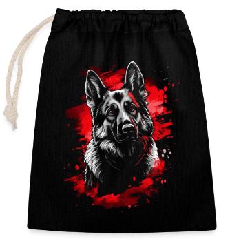 Berger Allemand Portrait Chien Chiens de Sport - Sac cadeau en coton avec cordon (25 x 30 cm) - noir - Devant