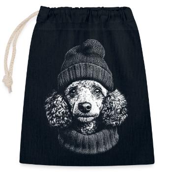 Pudel Pudelmütze Hunde Hund Zwergpudel - Verschließbarer Geschenkbeutel aus Baumwolle (25x30cm) - Navy - Vorne