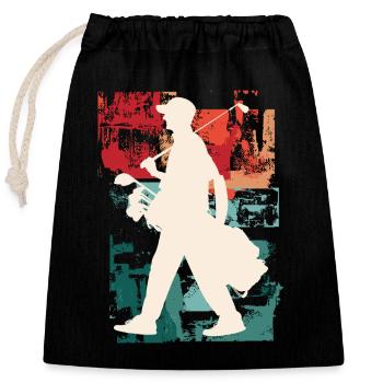 Golf Golfing Golfers Sports Hobby Club Vintage - Closable cotton gift bag (25x30cm) - black - Front