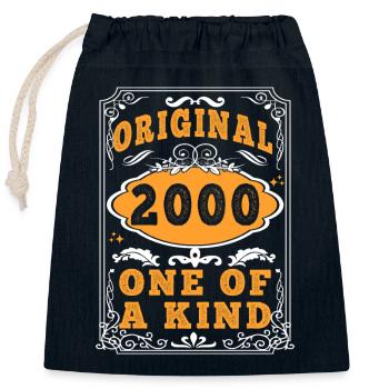 Vintage Né(e) en 2000 made in 2000 25 ans. Art_20 - Sac cadeau en coton avec cordon (25 x 30 cm) - bleu marine - Devant