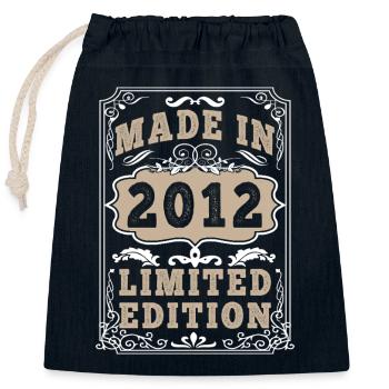 Original 2012 Vintage Vintage Retro Birthday - Sac cadeau en coton avec cordon (25 x 30 cm) - bleu marine - Devant