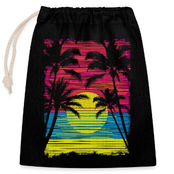 Sunset Paradise - Verschließbarer Geschenkbeutel aus Baumwolle (25x30cm) - Schwarz - Vorne