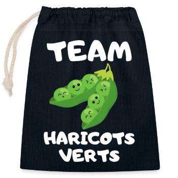 Food Humor Green Bean Vegetable Team Bean - Closable cotton gift bag (25x30cm) - navy - Front