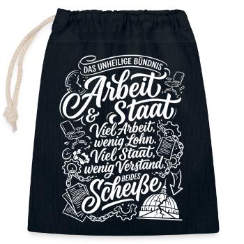 Arbeit und Staat Das Unheilige Bündnis - Verschließbarer Geschenkbeutel aus Baumwolle (25x30cm) - Navy - Vorne