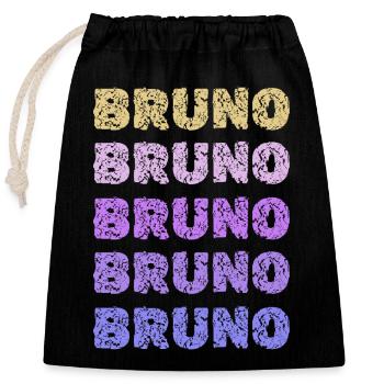 Bruno Repeated Pastel Letters - Verschließbarer Geschenkbeutel aus Baumwolle (25x30cm) - Schwarz - Vorne