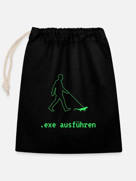 exe ausführen grün - Verschließbarer Geschenkbeutel aus Baumwolle (25x30cm) - Schwarz