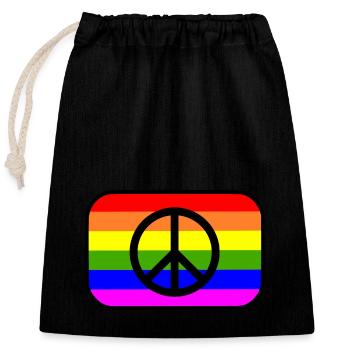 Signe de paix sur la bannière arc-en-ciel LGBT - Sac cadeau en coton avec cordon (25 x 30 cm) - noir - Devant