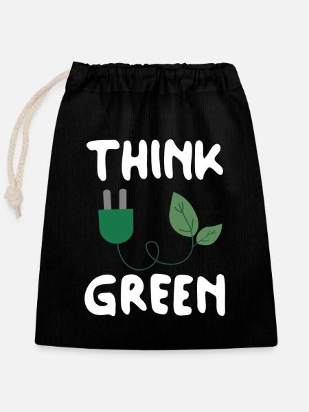 Think Green - Verschließbarer Geschenkbeutel aus Baumwolle (25x30cm) - Schwarz