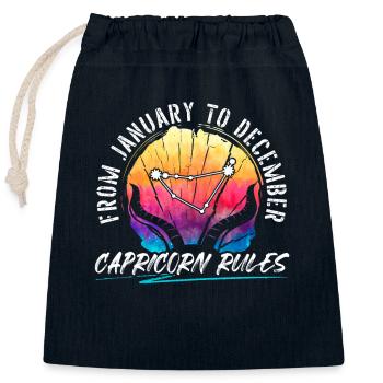 Horoscope du signe de naissance de l’astrologie du Capricorne - Sac cadeau en coton avec cordon (25 x 30 cm) - bleu marine - Devant
