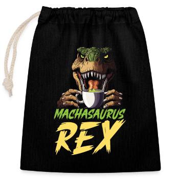 Amateur de thé Matcha Matcha dictons T-Rex Dino - Sac cadeau en coton avec cordon (25 x 30 cm) - noir - Devant
