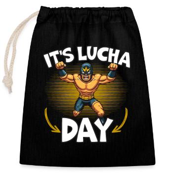 Lucha Libre Wrestler Lutte Mexicaine Luchador - Sac cadeau en coton avec cordon (25 x 30 cm) - noir - Devant