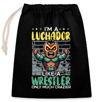 Lucha Libre Lutteur Lutte Mexicaine Luchador - Sac cadeau en coton avec cordon (25 x 30 cm) - noir - Devant