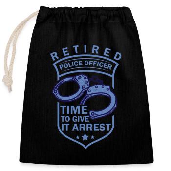 Pensionierter Polizist Polizei Rentner - Verschließbarer Geschenkbeutel aus Baumwolle (25x30cm) - Schwarz - Vorne