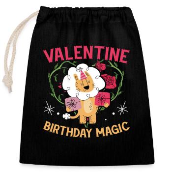 Valentine's Day Birthday Party, February 14 - Closable cotton gift bag (25x30cm) - black - Front