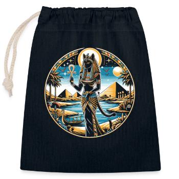 Bastet Cat Goddess Egypt Egyptian Mythology - Closable cotton gift bag (25x30cm) - navy - Front
