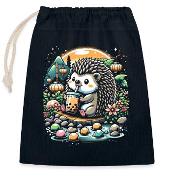 Lustiger Boba-teeliebhaber Bubble Tea Drink Igel - Verschließbarer Geschenkbeutel aus Baumwolle (25x30cm) - Navy - Vorne