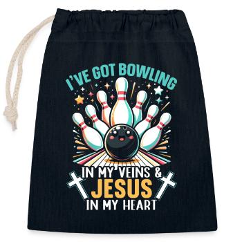 Drôle boule de bowling Bowling piste Pins Sports - Sac cadeau en coton avec cordon (25 x 30 cm) - bleu marine - Devant